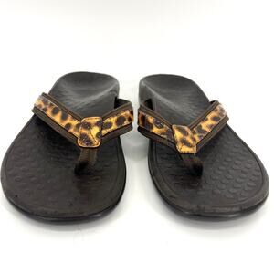 Vionic Tide II Leopard Women's Thong‎ Comfort Sandals Size 6 Flip flop Orthaheel